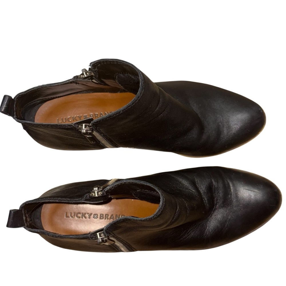 LUCKY BRAND Basel Double Zip Black Leather Ankle Booties Size 8.5-- Soft Leather - Picture 3 of 9